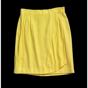 Classics by ANNE KLEIN Womens Size 14 Yellow Wool Blend Pleated Vintage Skirt